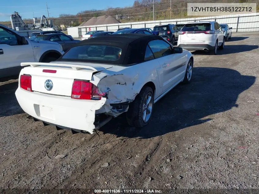 2008 Ford Mustang Gt Premium VIN: 1ZVHT85H385122712 Lot: 40811636