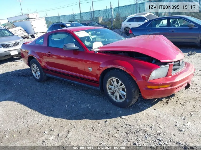 2009 Ford Mustang V6 VIN: 1ZVHT80N095115117 Lot: 40847056