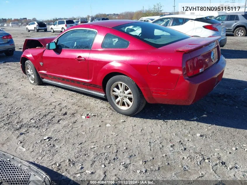 2009 Ford Mustang V6 VIN: 1ZVHT80N095115117 Lot: 40847056