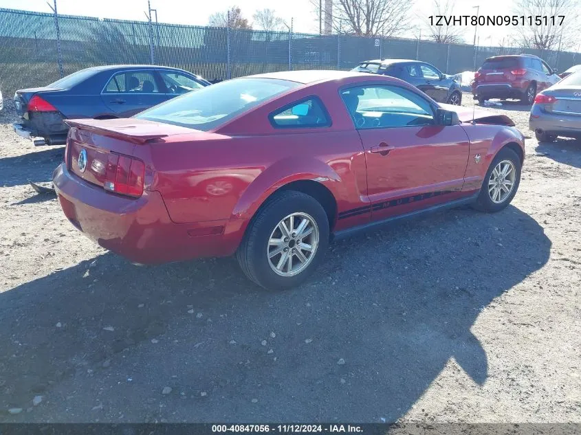 2009 Ford Mustang V6 VIN: 1ZVHT80N095115117 Lot: 40847056