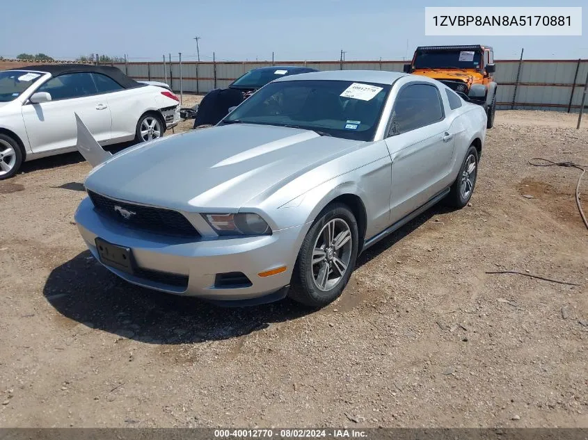 2010 Ford Mustang V6/V6 Premium VIN: 1ZVBP8AN8A5170881 Lot: 40012770