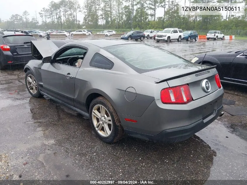 2010 Ford Mustang V6 VIN: 1ZVBP8AN0A5150611 Lot: 40252997