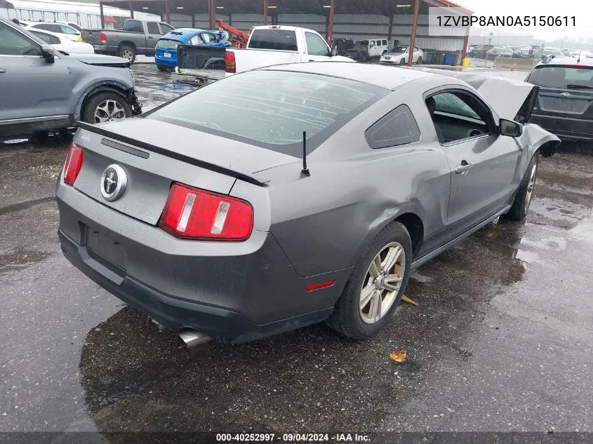 2010 Ford Mustang V6 VIN: 1ZVBP8AN0A5150611 Lot: 40252997