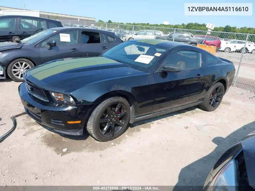 2010 Ford Mustang V6/V6 Premium VIN: 1ZVBP8AN4A5116610 Lot: 40275595