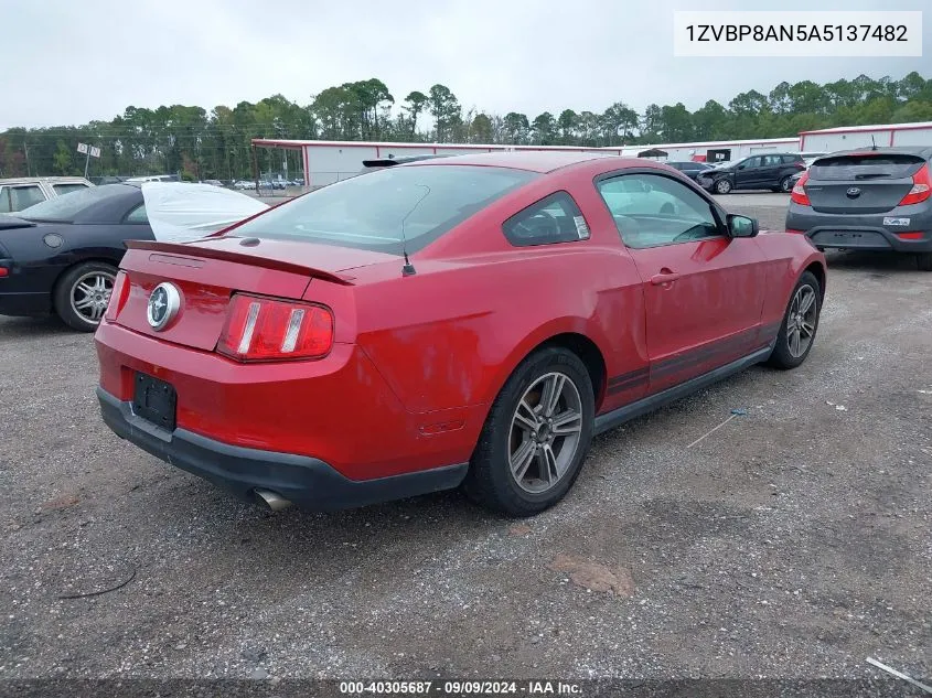 2010 Ford Mustang V6/V6 Premium VIN: 1ZVBP8AN5A5137482 Lot: 40305687