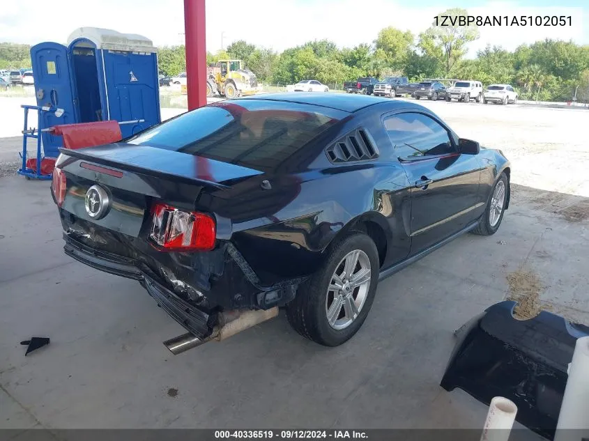 2010 Ford Mustang V6/V6 Premium VIN: 1ZVBP8AN1A5102051 Lot: 40336519