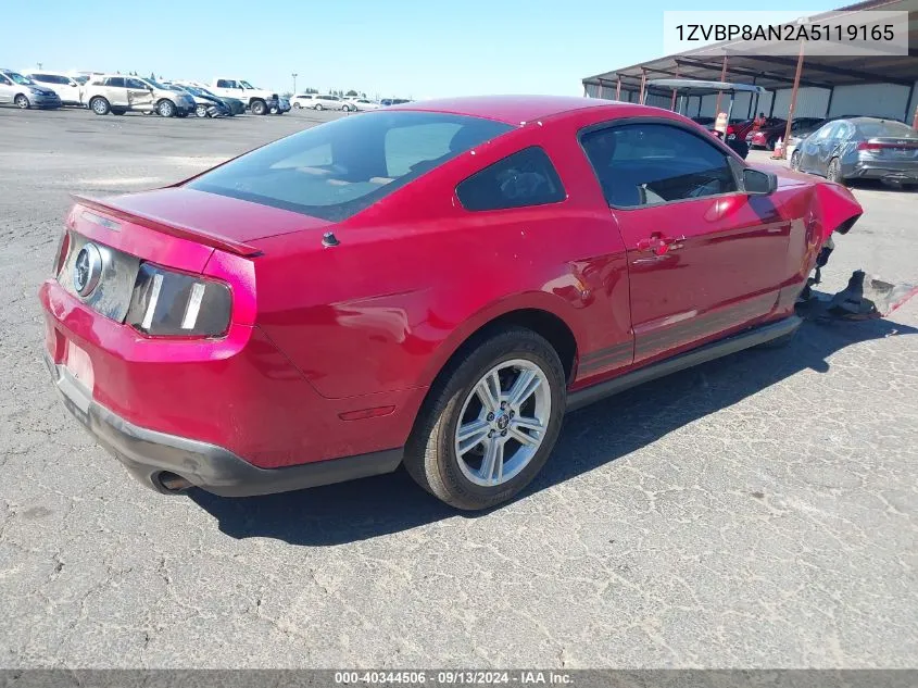 2010 Ford Mustang V6/V6 Premium VIN: 1ZVBP8AN2A5119165 Lot: 40344506