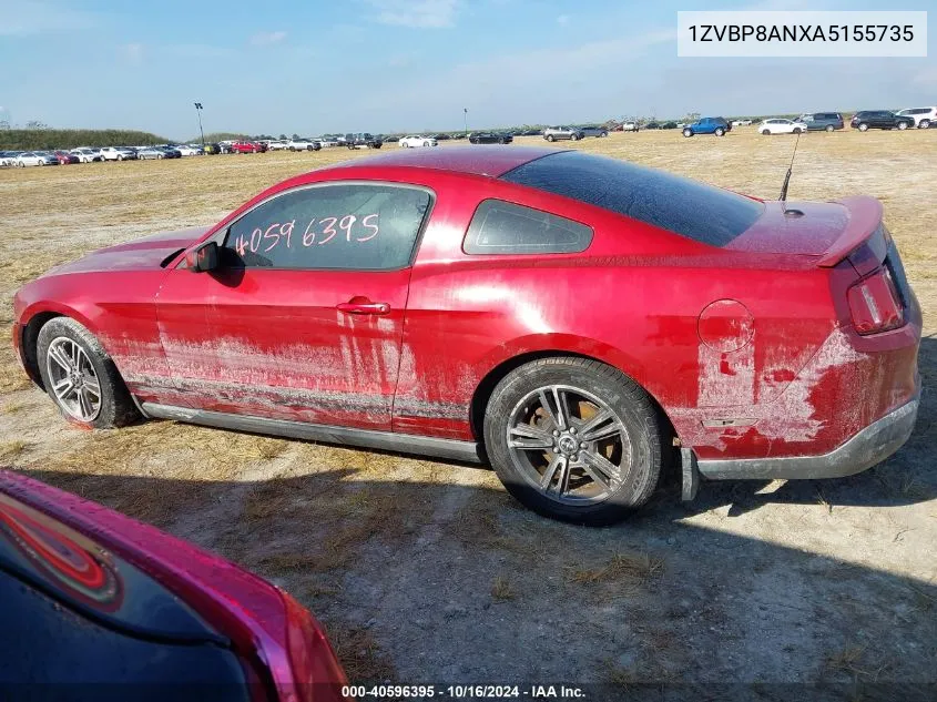 2010 Ford Mustang V6/V6 Premium VIN: 1ZVBP8ANXA5155735 Lot: 40596395