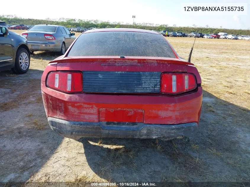 2010 Ford Mustang V6/V6 Premium VIN: 1ZVBP8ANXA5155735 Lot: 40596395