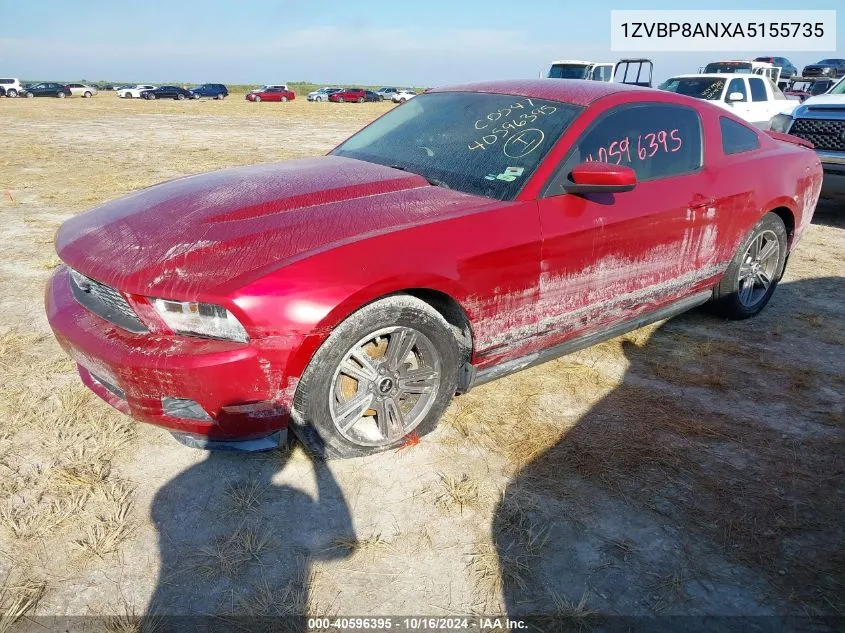 2010 Ford Mustang V6/V6 Premium VIN: 1ZVBP8ANXA5155735 Lot: 40596395