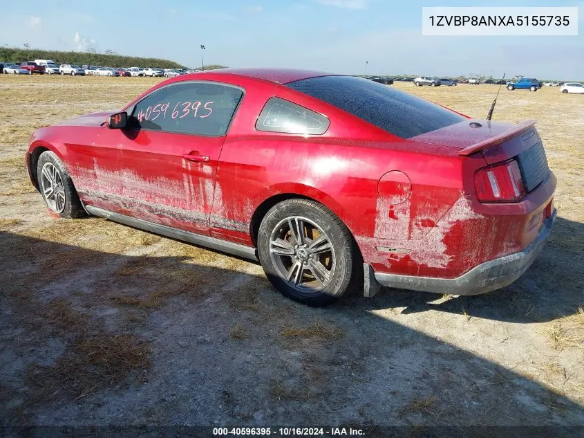 2010 Ford Mustang V6/V6 Premium VIN: 1ZVBP8ANXA5155735 Lot: 40596395