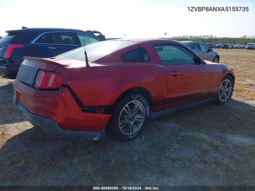 2010 Ford Mustang V6/V6 Premium VIN: 1ZVBP8ANXA5155735 Lot: 40596395