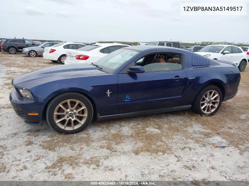 2010 Ford Mustang V6/V6 Premium VIN: 1ZVBP8AN3A5149517 Lot: 40625463