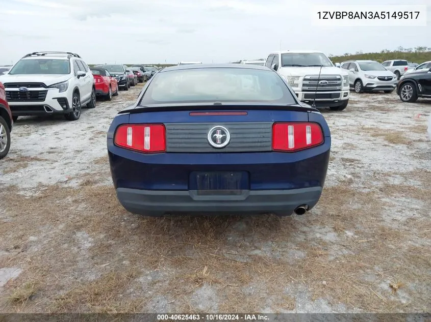 2010 Ford Mustang V6/V6 Premium VIN: 1ZVBP8AN3A5149517 Lot: 40625463