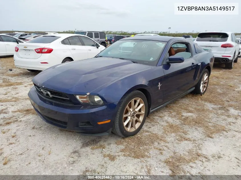 2010 Ford Mustang V6/V6 Premium VIN: 1ZVBP8AN3A5149517 Lot: 40625463