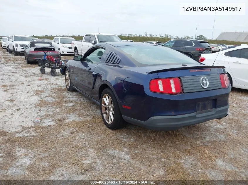 2010 Ford Mustang V6/V6 Premium VIN: 1ZVBP8AN3A5149517 Lot: 40625463