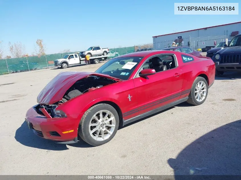 2010 Ford Mustang V6/V6 Premium VIN: 1ZVBP8AN6A5163184 Lot: 40661088