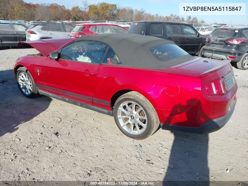 2010 Ford Mustang V6/V6 Premium VIN: 1ZVBP8EN5A5115847 Lot: 40784023