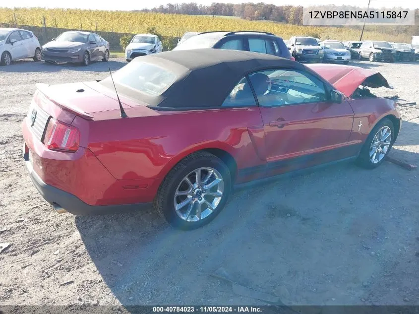 2010 Ford Mustang V6/V6 Premium VIN: 1ZVBP8EN5A5115847 Lot: 40784023