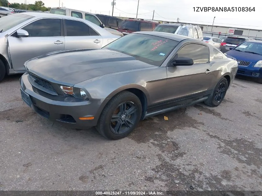 2010 Ford Mustang V6/V6 Premium VIN: 1ZVBP8AN8A5108364 Lot: 40825247