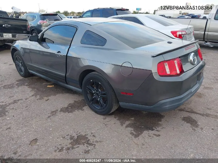 2010 Ford Mustang V6/V6 Premium VIN: 1ZVBP8AN8A5108364 Lot: 40825247