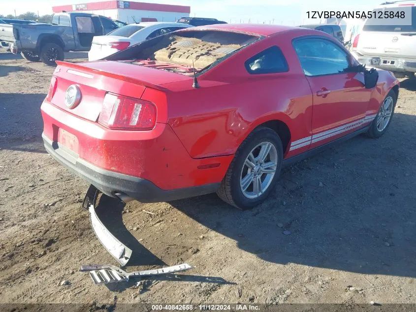 2010 Ford Mustang V6/V6 Premium VIN: 1ZVBP8AN5A5125848 Lot: 40842658