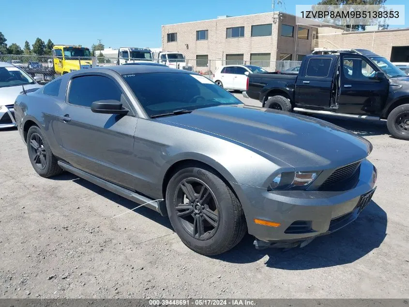 2011 Ford Mustang V6 VIN: 1ZVBP8AM9B5138353 Lot: 39448691