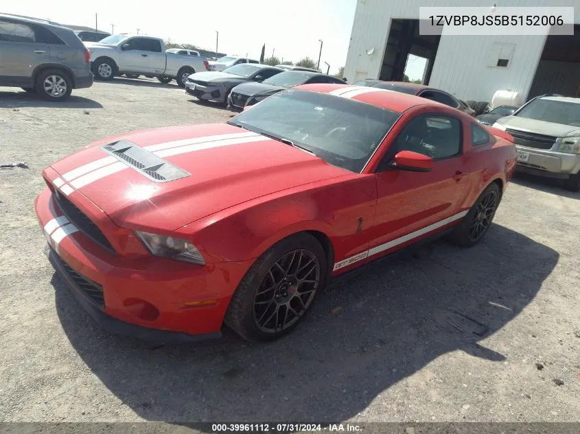 2011 Ford Shelby Gt500 VIN: 1ZVBP8JS5B5152006 Lot: 39961112