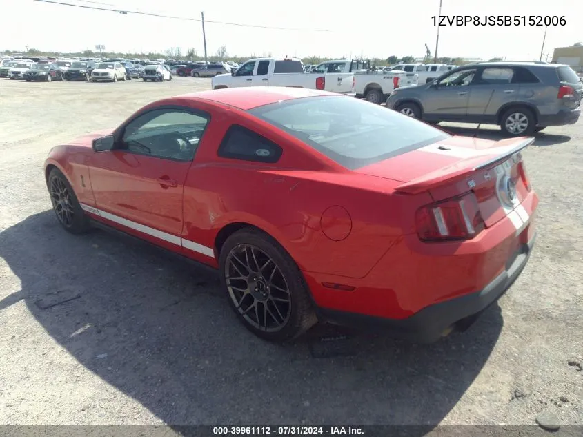 2011 Ford Shelby Gt500 VIN: 1ZVBP8JS5B5152006 Lot: 39961112