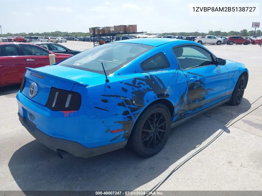 2011 Ford Mustang V6 VIN: 1ZVBP8AM2B5138727 Lot: 40007247