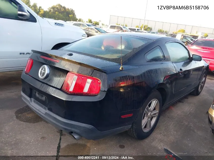 2011 Ford Mustang V6 VIN: 1ZVBP8AM6B5158706 Lot: 40012241