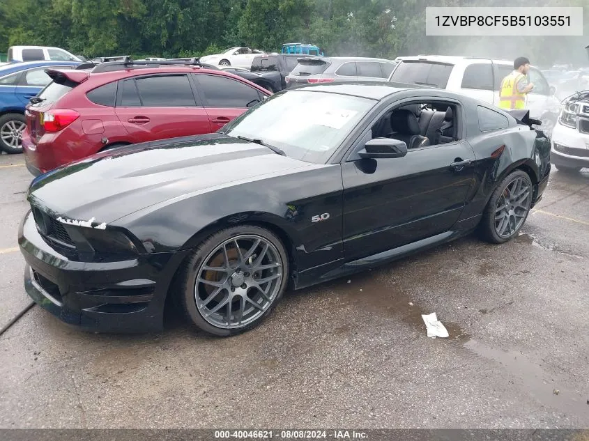 1ZVBP8CF5B5103551 2011 Ford Mustang Gt Premium