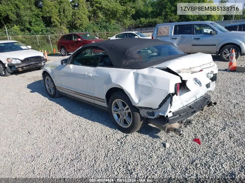 2011 Ford Mustang V6 VIN: 1ZVBP8EM5B5138716 Lot: 40074424