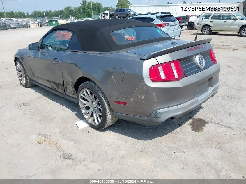 2011 Ford Mustang V6 Premium VIN: 1ZVBP8EM3B5100501 Lot: 40105830