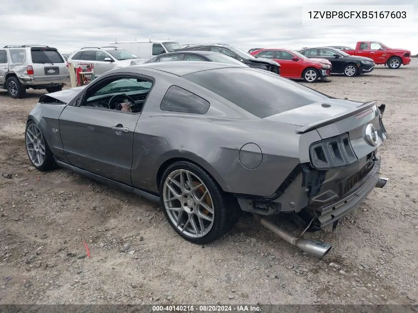 1ZVBP8CFXB5167603 2011 Ford Mustang Gt