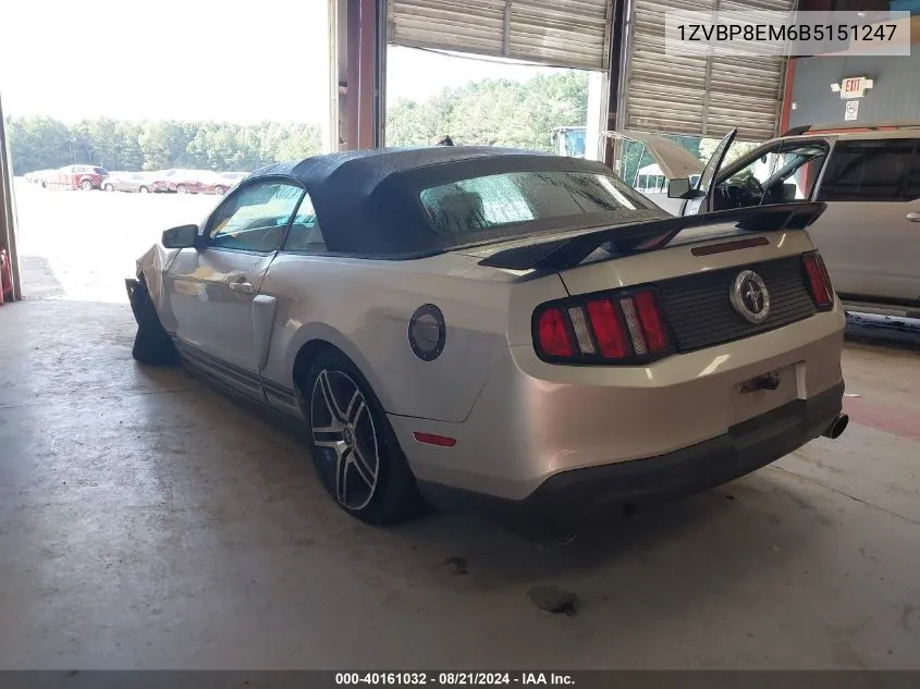 2011 Ford Mustang VIN: 1ZVBP8EM6B5151247 Lot: 40161032