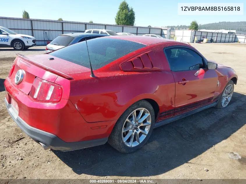 2011 Ford Mustang V6 Premium VIN: 1ZVBP8AM8B5165818 Lot: 40269091