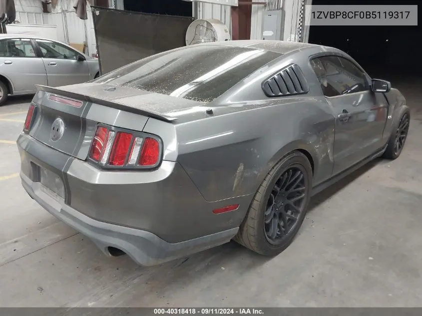 1ZVBP8CF0B5119317 2011 Ford Mustang Gt