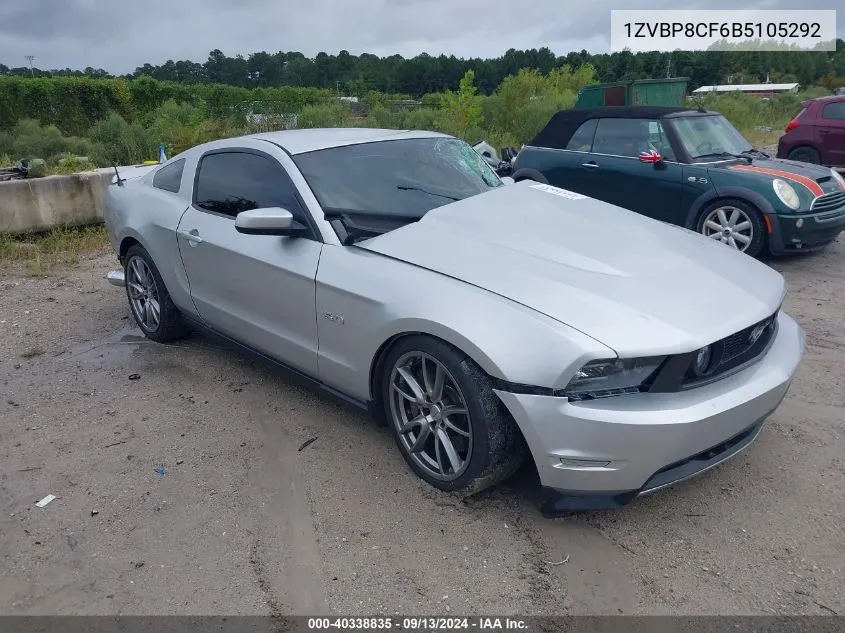 2011 Ford Mustang Gt Premium VIN: 1ZVBP8CF6B5105292 Lot: 40338835