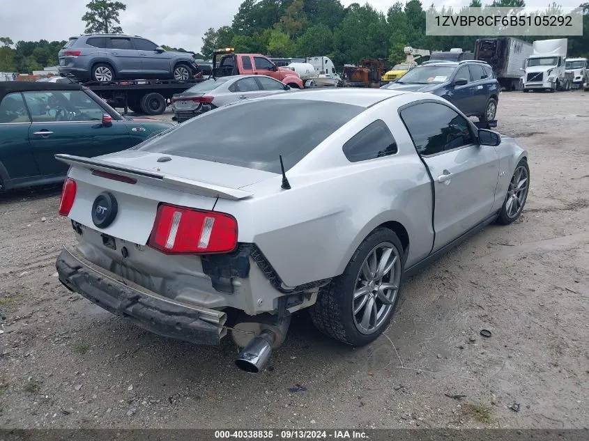 2011 Ford Mustang Gt Premium VIN: 1ZVBP8CF6B5105292 Lot: 40338835