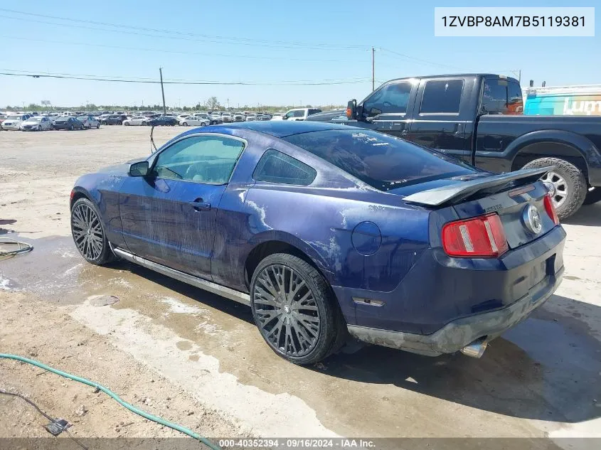 1ZVBP8AM7B5119381 2011 Ford Mustang V6