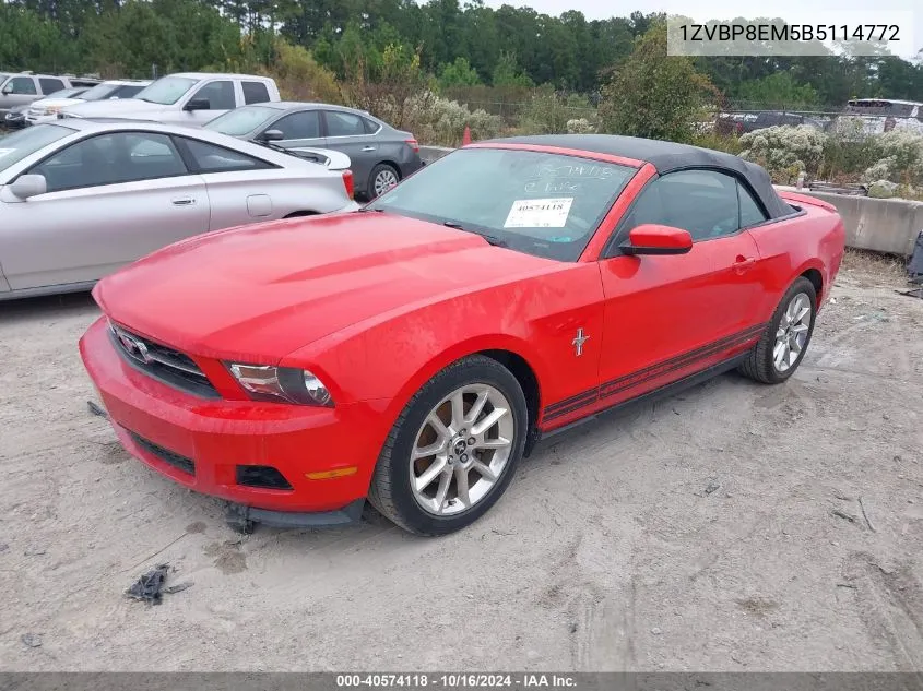 2011 Ford Mustang V6 Premium VIN: 1ZVBP8EM5B5114772 Lot: 40574118