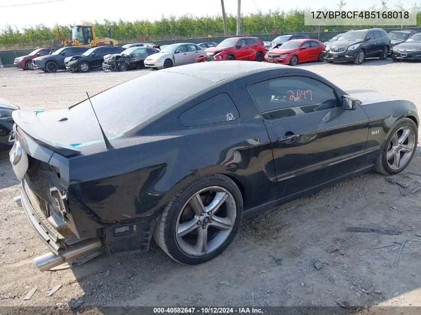 1ZVBP8CF4B5168018 2011 Ford Mustang Gt