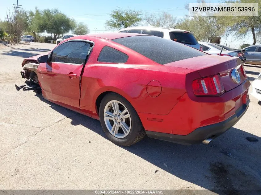 2011 Ford Mustang V6 VIN: 1ZVBP8AM5B5153996 Lot: 40612441