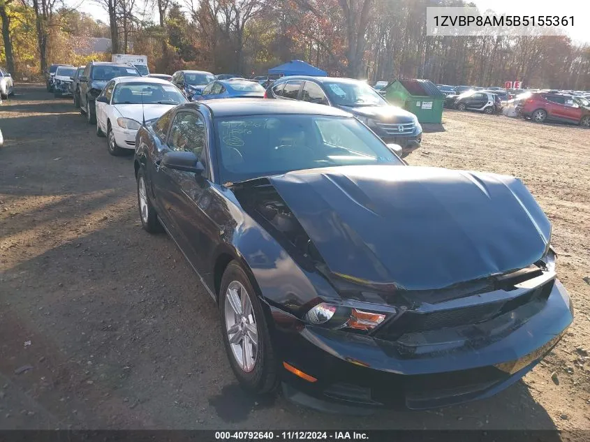 2011 Ford Mustang V6 VIN: 1ZVBP8AM5B5155361 Lot: 40792640