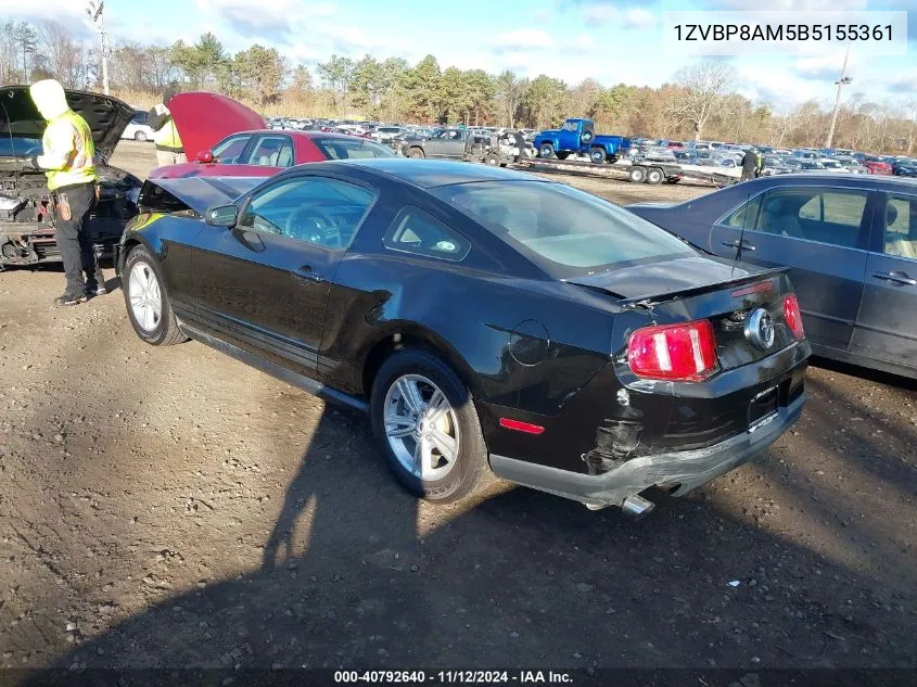 2011 Ford Mustang V6 VIN: 1ZVBP8AM5B5155361 Lot: 40792640