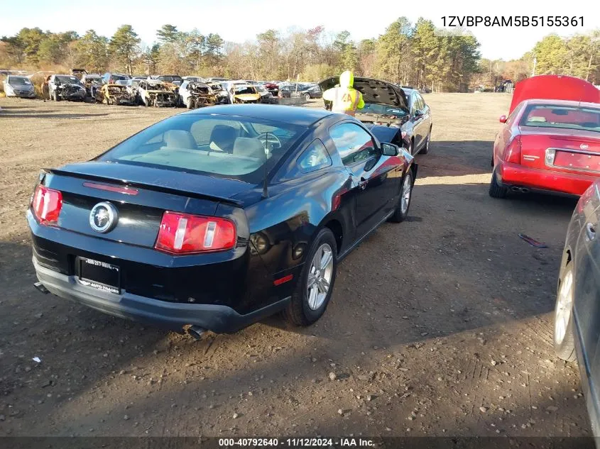 2011 Ford Mustang V6 VIN: 1ZVBP8AM5B5155361 Lot: 40792640