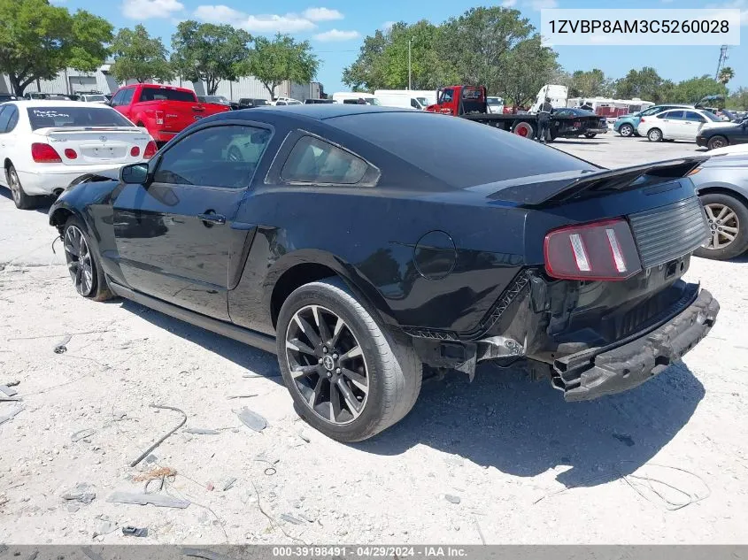 2012 Ford Mustang V6 Premium VIN: 1ZVBP8AM3C5260028 Lot: 39198491