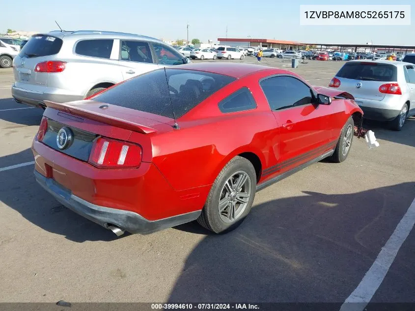 2012 Ford Mustang V6 Premium VIN: 1ZVBP8AM8C5265175 Lot: 39994610