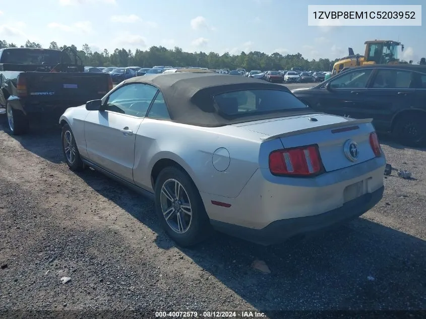 2012 Ford Mustang V6 Premium VIN: 1ZVBP8EM1C5203952 Lot: 40072579